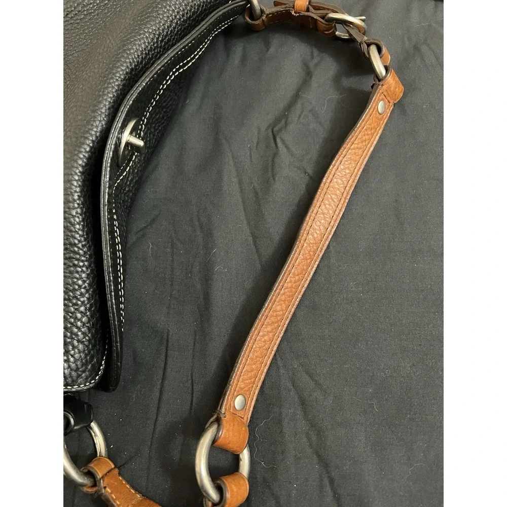 Coach Chelsea Black Brown Leather Hobo Bag Pebbled leather Purse Bag D06S-10132